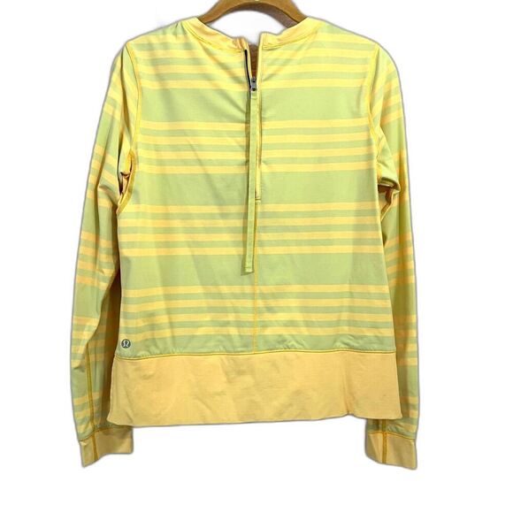 Lululemon Run Size 6 Women Mellow Yellow Stripes Warm Up Exercise Workout Top - Picture 2 of 7